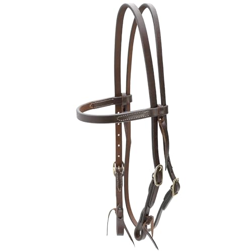 Jeffers LuxeLeather Heavy Oiled Leather Western Horse Headstall, Adjustable Harness Leather Bridle Tack for Riding, Training, Ranch, and Equestrian Use