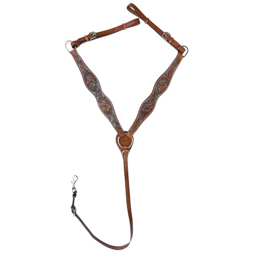 Majestic Ally Tooled Leather Western Headstall & Breast Collar Set – Handcrafted Leather, Classic Western Tack, Multiple Styles & Designs - style: 1008-NAT