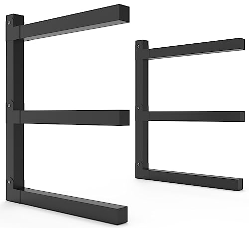 Lumber Storage Metal Rack, 3-Level Wall-Mounted Organizer and Wood Rack, Indoor & Outdoor Storage Solution for Workshop or Garage - 1 Pack - style: 1 PACK