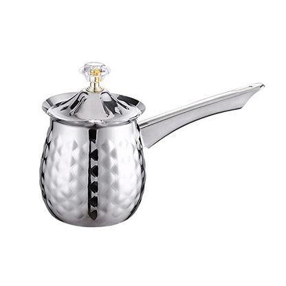 Turkish Coffee Maker, Chai Pot, Arabic & Greek Coffee Pot, 600 Ml / 20 Oz Silver Ibrik - color: Silver, size: Large