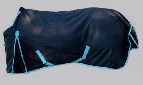 Horse Winter Blanket 300GSM 600 Denier (Waterproof/Breathable/Snow Proof) Horse Turnout Blanket | Horse Heavy Winter Blanket (82, Black_with_Turquoise_Trims) - size: 82