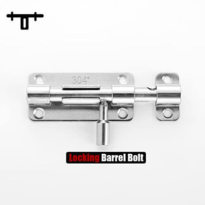 JQK Door Security Slide Latch Lock Barrel Bolt, 304 Stainless Steel Sliding Gate Latches Thickened 1.4mm with Padlock Hole, Silver, 4 Pack HBB120-P4 - color: Silver, size: 4 Pack