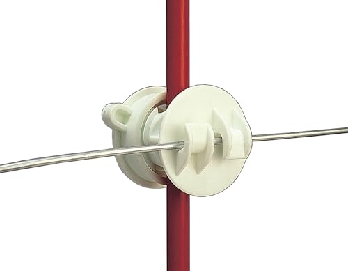 Gallagher Rod Post Screw-On Claw Insulator – White | 25 Pack | Electric Fence Insulator for Fiberglass or Rod Posts | Holds Wire, Polywire, or Braid Securely | UV-Resistant & Durable