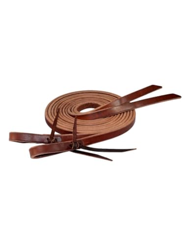 Circle Y Rosewood Split Reins | Lightweight Durable 8' Split Reins with Rosewood Harness Leather Construction & Water Loops Bit Ends | Western Horse Tack for Riding & Shows