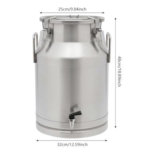 Stainless Steel Milk Can,30L Milk Bucket Wine Pail Bucket With Faucet,Milk Can Tote Jug for Milk Wine Liquid Storage Container (8 Gal / 30 L With Faucet) - size: 8 Gal / 30 L With Faucet