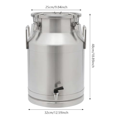 Stainless Steel Milk Can,30L Milk Bucket Wine Pail Bucket With Faucet,Milk Can Tote Jug for Milk Wine Liquid Storage Container (8 Gal / 30 L With Faucet) - size: 8 Gal / 30 L With Faucet