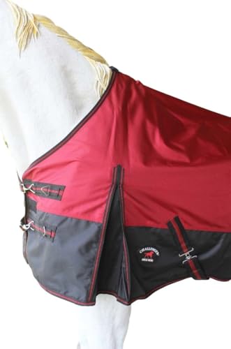 CHALLENGER 1200D Turnout Waterproof Rain Light-Weight Sheet Horse Blanket - color: Maroon/Black, size: 60 inches