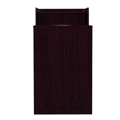 Flash Furniture Trash Can Enclosure, 32 Gallon, Mahogany | 8" Drop Hole, Tray Shelf, Swing Door, Commercial Grade - color: Mahogany