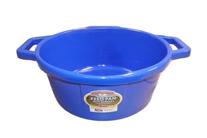 Little Giant® Feed Pan with Handles - 22 Quart - Heavy Duty Plastic Livestock Feeder and Waterer Pan Bucket Tub - Blue - color: Blue
