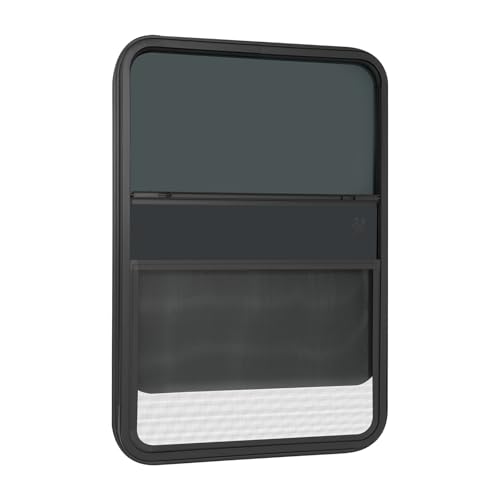 RV Window, 24" X 36" Universal RV Window Vertical Slide W/Trim Ring, Vertical Sliding Glass Window with Screen Window for Cargo, Horse Trailer, Marine Camper Window Replacement (24" X 36") - size: 24" X 36"
