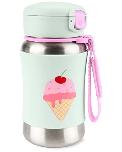 Skip Hop Toddler Sippy Cup with Straw, Sparks Stainless Steel Straw Bottle, Ice Cream - color: Ice Cream