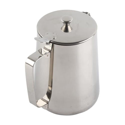 Milk Frother Cup, Stainless Steel Milk Frothing Pitcher, Milk Frothing Jug with Lid and Handle, Frothing Cup Pitcher, Coffee Frothing Mug for Office Home Kitchen (600ml) - size: 600ml