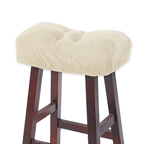 BUYUE Saddle Stool Seat Cushion, Luxury Triangle Fashion Jacquard with Anti-Skid Silicone Bar Stool Cushion Padded (Beige, Rectangular,1 Count) - color: Beige, style: Saddle