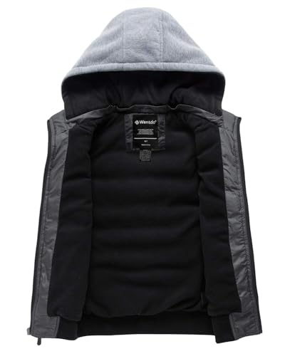 wantdo Boys' Puffer Vest Waterproof Sleeveless Winter Coat with Zip Pockets - color: Dark Gray, size: 6-7