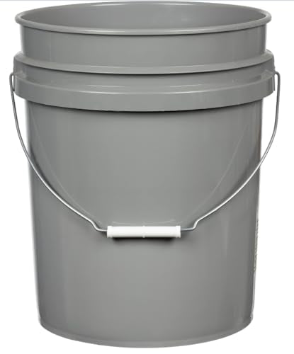 House Naturals 5 Gallon Grey Food Grade Bucket with Black Screw on Lid, BPA Free Container (Pack of 3) Made in USA