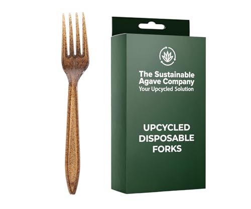 Sustainable Agave Co - Agave Fiber Forks - 24 Count - Plant-Based, Made With Upcycled Materials - Brown, Bulk