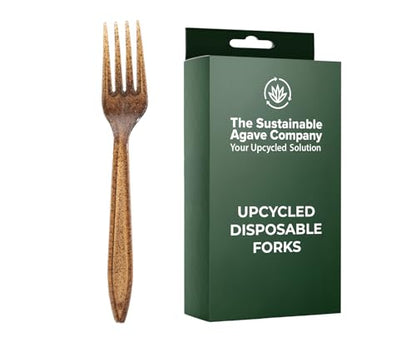 Sustainable Agave Co - Agave Fiber Forks - 24 Count - Plant-Based, Made With Upcycled Materials - Brown, Bulk