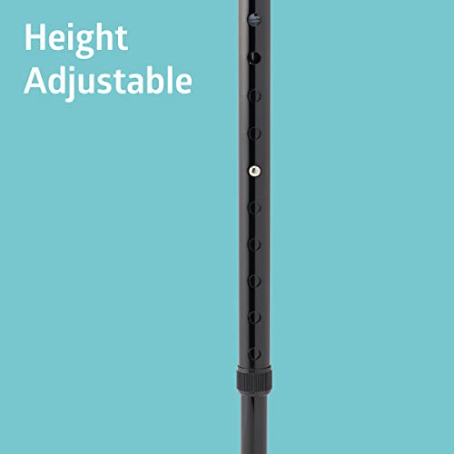Medline Gel Grip Aluminum Cane with Offset Handle, Adjusts 29-38", 300 lbs. Capacity, Black - for Men & Women, Foot & Leg Injuries, Mobility, 1 Ct.