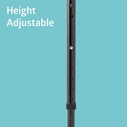 Medline Gel Grip Aluminum Cane with Offset Handle, Adjusts 29-38", 300 lbs. Capacity, Black - for Men & Women, Foot & Leg Injuries, Mobility, 1 Ct.
