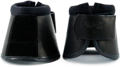 Jeereal No Turn Bell Boots Hoof Protection,Shock Absorbing, Water-Repellent,with Anti-Spin Fastening System |Neoprene,Waterproof Cloth,Genuine Leather (Black, Cob (Medium)) - color: Black, size: Cob (Medium)