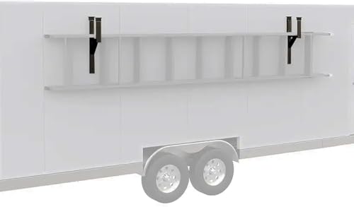 4 Rack Heavy Duty Side Mount Trailer Ladder Rack with Rubber Pads Bungee Cords 353 LBS Capacity Adjustable Steel Ladder Rack for Enclosed and Open Trailers - size: 4