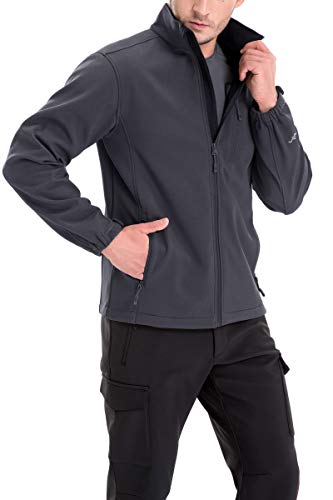 TRAILSIDE SUPPLY CO. Men's Softshell Jacket Fleece Lined Windbreaker,Lightweight Water Resistant Winter Coat - color: Dark Grey (022), size: XX-Large