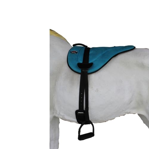 CHALLENGER Western Lightweight Neoprene Padded Bareback Saddle Pad with Stirrups & Cinch – Contoured Synthetic Suede Top, Non-Slip Neoprene Bottom – 23" x 30" - color: Turquoise