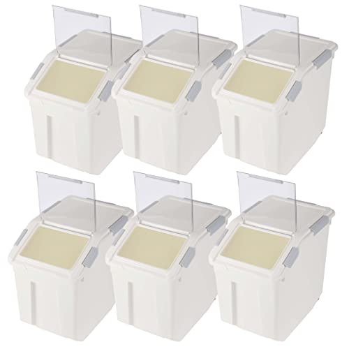 EonTone Flour Storage Container 25 Liters (30 Lb‎) Pack-6 with Lockable Lid Wheels BPA-Free Ingredient Storage Bins - size: 25 Liters (pack of 6)