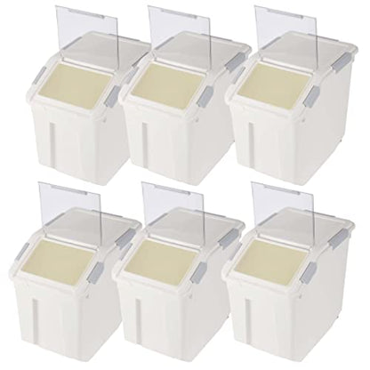 EonTone Flour Storage Container 25 Liters (30 Lb‎) Pack-6 with Lockable Lid Wheels BPA-Free Ingredient Storage Bins - size: 25 Liters (pack of 6)