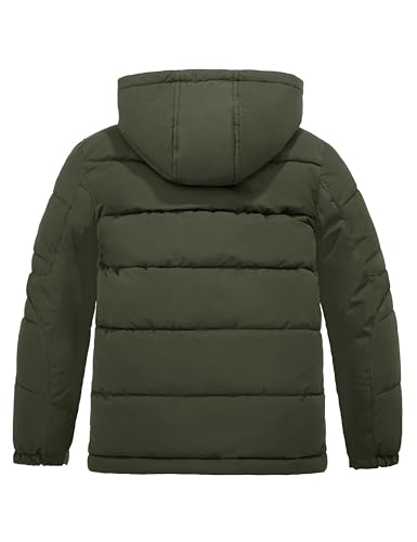 ZSHOW Boys' Puffer Jacket Soft Fleece Lined Winter Coat Outerwear Jacket - color: Amry Green, size: 14-16