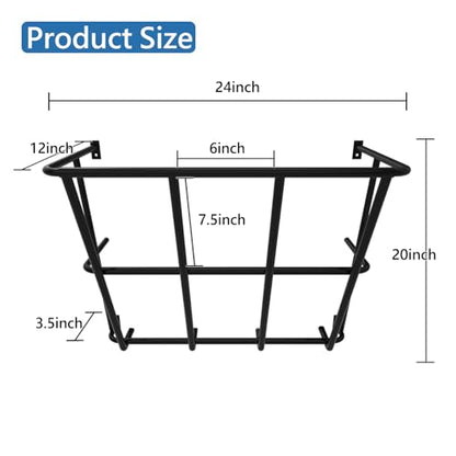 Hay Feeder Goat, 18 Gallon Multiple Sided Goat Hay Rack, Heavy Duty Iron Wall Hay Rack for Sheep with Detachable Grain Tray, Effortless Installation in Farm, Yield
