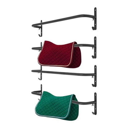 4-Pack Saddle Blanket Rack, Wall Mounted Horse Blanket Holder with Hooks, Saddle Pad Rack, 33.8" Storage Organizer for Barn, Stable, Tack Room