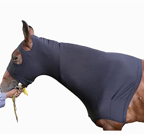 Majestic Ally Stretch Horse Hood with Zipper, Small, Black - color: Black, size: Small