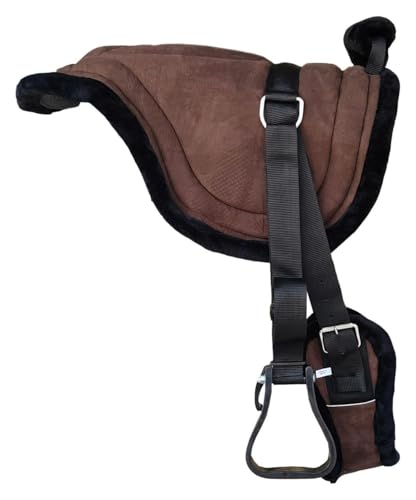 Majestic Ally Padded Suede Leather Bareback Pad Horse Riding Pad with Non Slip Breathable Girth & Stirrups - color: Brown