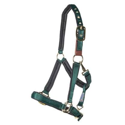 Dura-Tech Deluxe Fully Padded Breakaway Horse Halter | 1” Double Ply Nylon Web Overlay | Heavy-Duty Hardware | Semi Custom Fit | 3-Point Cheek Attachment - color: Navy, size: Full Size