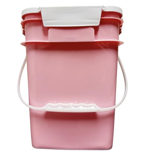 House Naturals 4 Gallon Square Food Grade Bucket Pail with Plastic Handles and Lid (Pack of 3) Made in USA containers (Pink/Magenta/Purple - White lids) - color: Pink/Magenta/Purple - White Lids