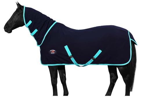 Challenger Horse Sheet Polar Fleece Cooler Exercise Blanket Wicks Moisture 4384 - color: Black / Turquoise Trim, size: 60 inches