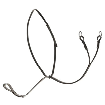 Equinavia Saga Adjustable Leather Running Martingale with Stainless Steel Hardware - Chocolate Brown - Horse - size: Horse