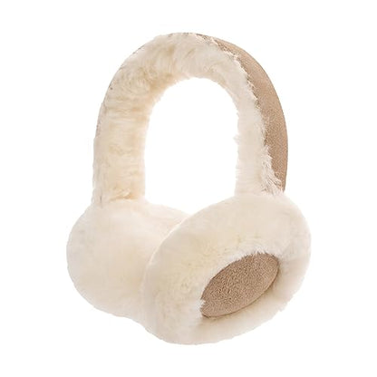 MaxW Wool Ear Muffs for Winter Women Men Fluffy Earmuffs Soft Cozy Ear Warmers Outdoor Ear Covers for Cold Weather - color: A-chestnut