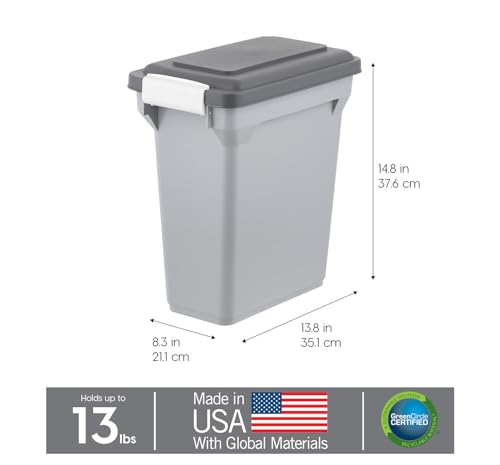 IRIS USA Dog Food Storage Container, Up to 13 lbs, Gray/Dark Gray - color: Dark Gray, size: 13 lbs