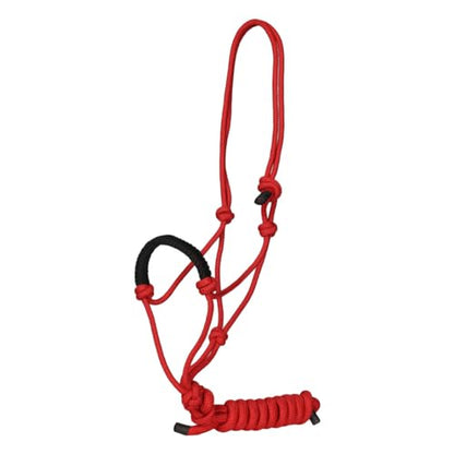 TuffRider Rugged Rope Halter Braided Noseband with Matching Lead - color: Red