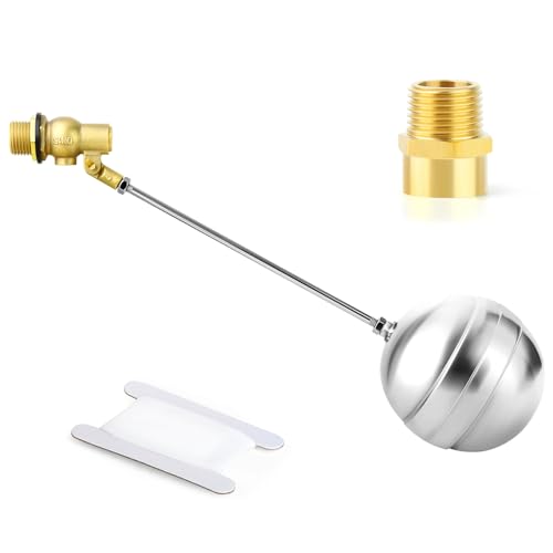 GASHER 1PCS 3/4" 304 Stainless Steel Float Ball Valve with 3/4"G Female x 3/4"NPT Male Adapter, DN20 Adjustable Water Tank Float Ball Valve for Stock Tank Pool Water Level Control - size: 3/4" DN20