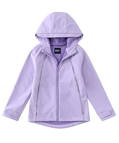 M2C Girls Hooded Fleece Lined Windproof Softshell Windbreaker Jacket - color: Lavender, size: 2T