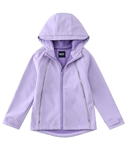 M2C Girls Hooded Fleece Lined Windproof Softshell Windbreaker Jacket - color: Lavender, size: 3T
