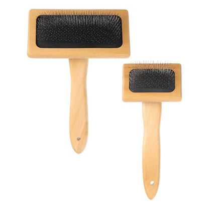 MECCANIXITY 2 Pcs Wool Carder, Hand Carding Brush 1 Large and 1 Small Wooden Pet Grooming Tool for Needle Felting Pet Grooming Weaving Craft Supplies, Black, Wood Color - style: 1 Large and 1 Small