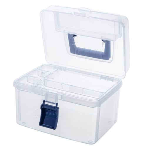 MyGift 10 Inch First Aid Storage Box with Detachable Tray, Quick Access Lid - color: Navy