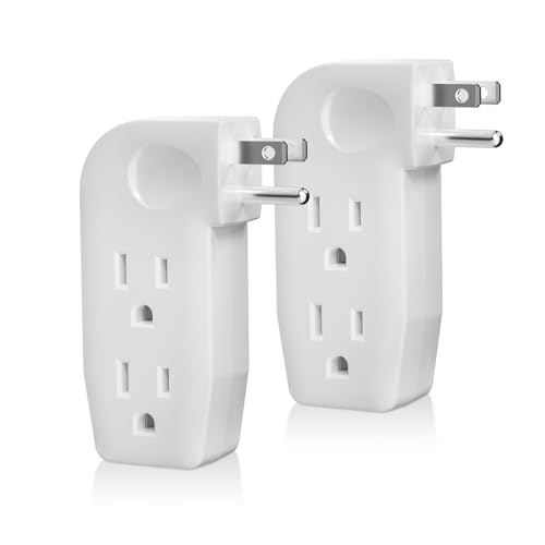 2 Pack 3 Way Outlet Vertical Wall Tap Splitter Adapter with 3 Prong Plug. - color: white/2PK