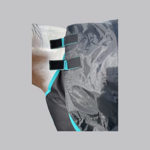 Horse RAIN Sheet with Neck Cover | 1200Denier Horse Rainsheet with Hood | Horse Turnout Sheet With Neck |Horse Rainsheet Combo (Waterproof | Breathable) (Black-with-Turquoise-Trim, 84) - size: 84