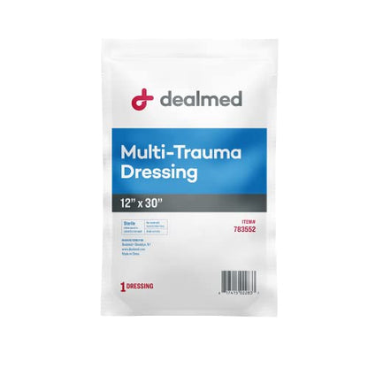 Dealmed Multi-Trauma Dressing - 12" x 30" Sterile Emergency Pad - 1 Count - size: Pack of 1, style: 12" x 30"
