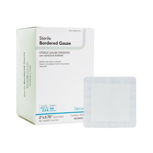 DermaRite Sterile Bordered Gauze Dressing with, 2 in, 3-3/4 in, 1 ct - size: 2 x 3.75 Inch, 50 Count